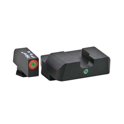 I-DOT SIGHT SET - BLACK GREEN TRITIUM ORANGE OUTLINE FRONT GREEN SINGLE DOT REAR GLOCK GEN 1-4 17/19/22