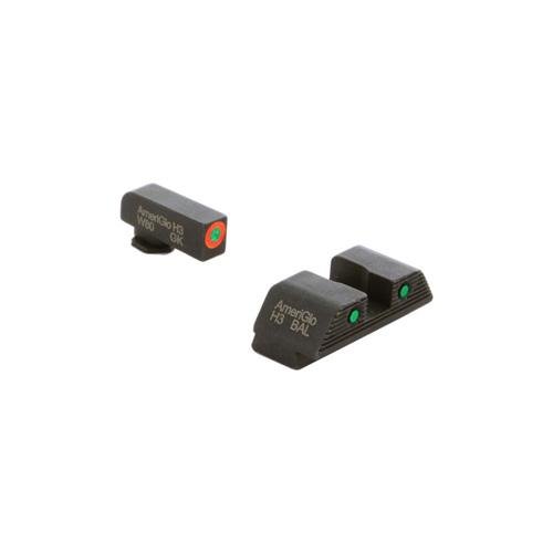 TROOPER SIGHT SET - BLACK GLOCK 17/19/22/23 GEN 1-4 FRONT ORANGE OUTLINE W/ TRITIUM REAR TRITIUM