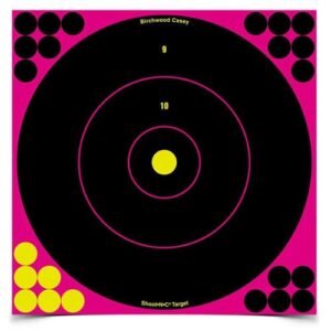 SHOOT N C 12" BULL'S-EYE PINK REACTIVE TARGETS - 5 TARGETS 120 PASTERS