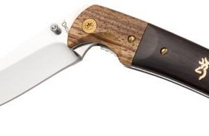 BUCKMARK HUNTER FOLDER - WOOD / BLACK DROP POINT PLAIN EDGE 3" BLADE
