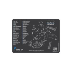 RUGER SR22 SCHEMATIC HANDGUN MAT - CHARCOAL GRAY/CERUS BLUE 12" X 17"