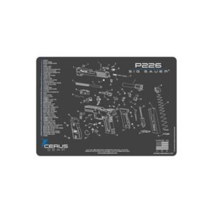 SIG SAUER P226 SCHEMATIC HANDGUN PROMAT - CHARCOAL GRAY/CERUS BLUE
