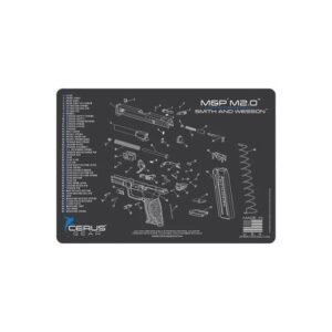 SCHEMATIC HANDGUN MAT - CHARCOAL GRAY/CERUS BLUE S&W M&P M2.0 12" X 17"