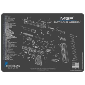 SMITH & WESSON M&P SCHEMATIC HANDGUN PROMAT - CHARCOAL GRAY/CERUS BLUE