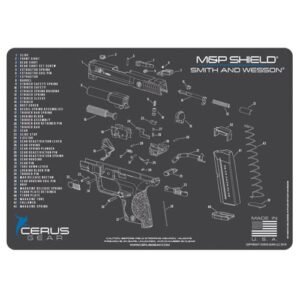 M&P SHIELD SCHEMATIC PROMAT - CHARCOAL GRAY/CERUS BLUE