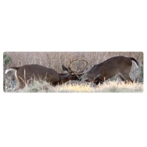 WHITETAIL BUCKS FIGHTING WILDLIFE MAGNUM GUN MAT - FULL COLOR 14” X 48”