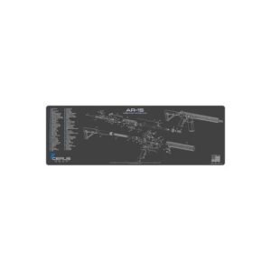 AR-15 FREE FLOAT HANDGUARD SCHEMATIC RIFLE MAT - CHARCOAL GRAY/CERUS BLUE 12" X 36"