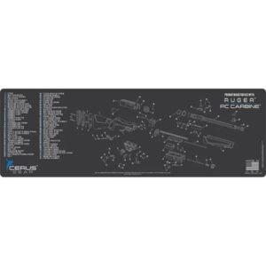 RUGER PC CARBINE SCHEMATIC RIFLE MAT - CHARCOAL GRAY/CERUS BLUE 12" X 36"