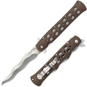 ZYTEL HANDLE TI-LITE KRIS BLADE KNIFE - BROWN SPEAR POINT PLAIN EDGE 4" BLADE