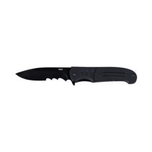 IGNITOR KNIFE - BLACK DROP POINT COMBINATION EDGE 3.48" BLADE