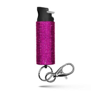 PEPPER SPRAY KEYCHAIN WITH RHINESTONES - PINK