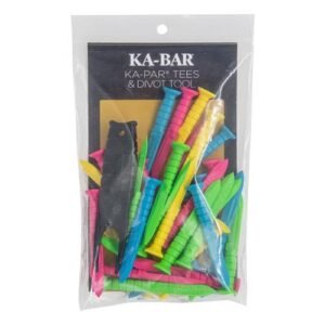 KA-BAR GOLF TEES AND DIVOT TOOL - 36 TEES MULTIPLE COLORS