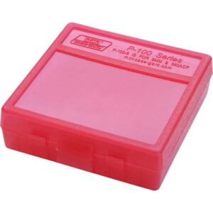 HANDGUN AMMO BOX - CLEAR RED P-100 SERIES 9MM LUGER 100/RD