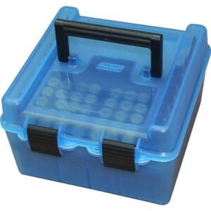 DELUXE RIFLE AMMO BOX - CLEAR BLUE 100/RD R-100