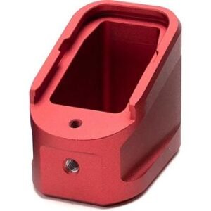 ALUMINUM EXTENDED MAGAZINE PLATE - RED GLOCK G17 (9MM) / G22 (.40 CAL)