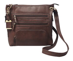 BULLDOG LARGE CROSS BODY PURSE BRN